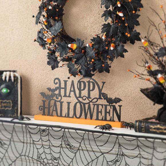Glitzhome Glitzhome 18"L Halloween Wood & Metal "HAPPY HALLOWEEN" Table Decor