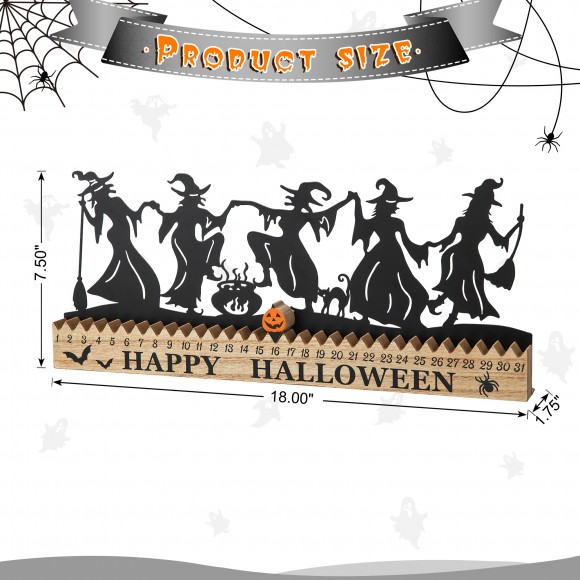 Glitzhome Glitzhome 18"L Halloween Wooden & Metal Dancing Witch Silhouette Countdown Table Sign