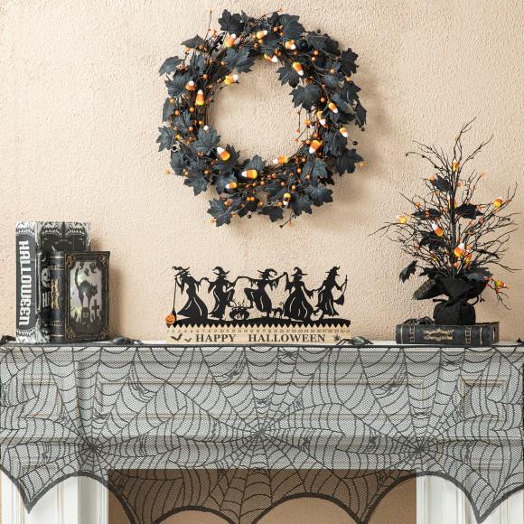 Glitzhome Glitzhome 18"L Halloween Wooden & Metal Dancing Witch Silhouette Countdown Table Sign