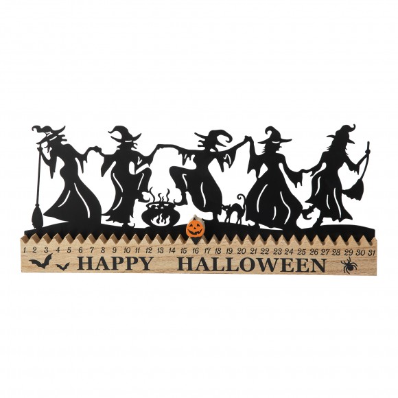 Glitzhome Glitzhome 18"L Halloween Wooden & Metal Dancing Witch Silhouette Countdown Table Sign