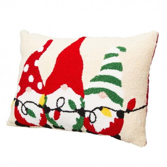 Glitzhome Glitzhome 18"L Hooked Christmas Gnomes Throw Pillow