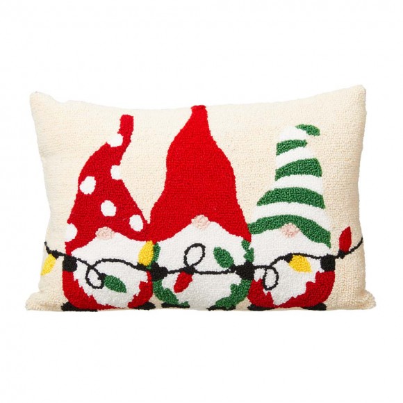glitzhome Glitzhome 18"L Hooked Christmas Gnomes Throw Pillow