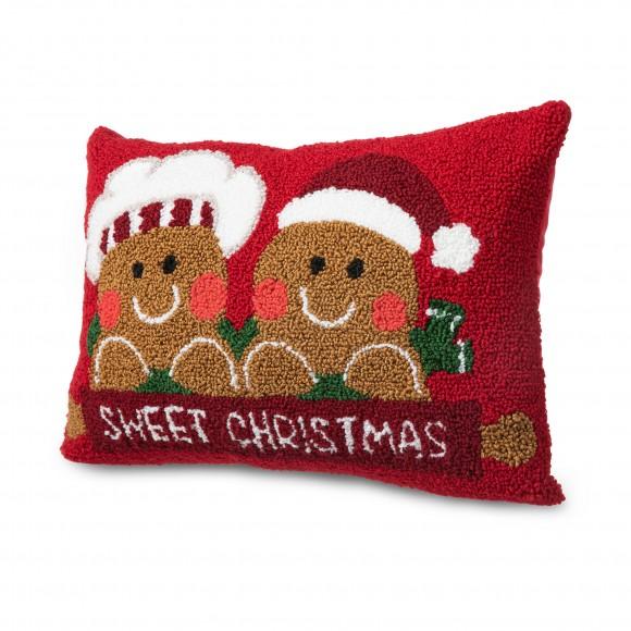 glitzhome Glitzhome 18"L Hooked Gingerbread Boy & Girl Pillow