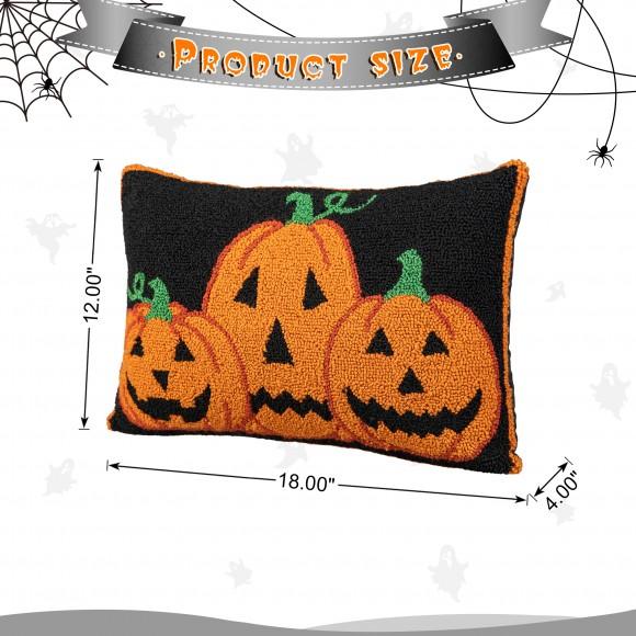 Glitzhome Glitzhome 18"L Hooked Halloween Pumpkins Pillow