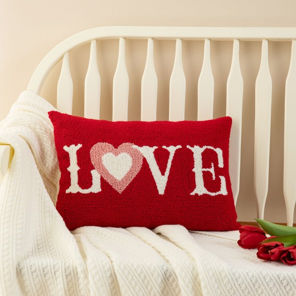 Glitzhome Glitzhome 18"L Valentine's Hooked LOVE Pillow