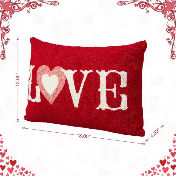 Glitzhome Glitzhome 18"L Valentine's Hooked LOVE Pillow