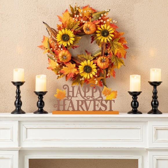 Glitzhome Glitzhome 18"L Wood & Metal Happy Harvest Table Décor