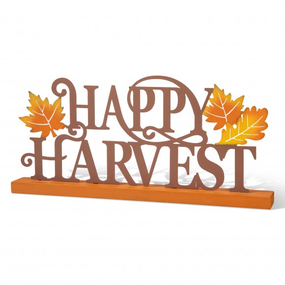 glitzhome Glitzhome 18"L Wood & Metal Happy Harvest Table Décor