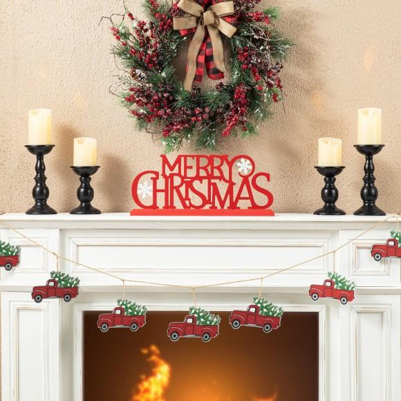 Glitzhome Glitzhome 18"L Wood & Metal MERRY CHRISTMAS Table Décor