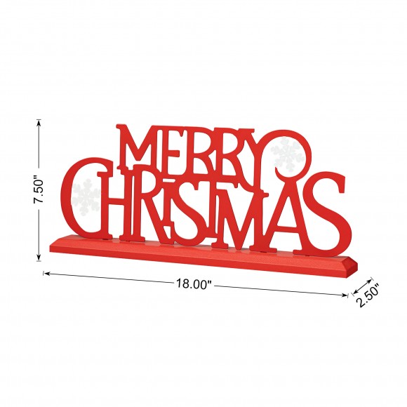 Glitzhome Glitzhome 18"L Wood & Metal MERRY CHRISTMAS Table Décor