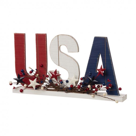 glitzhome Glitzhome 18"L Wooden Patriotic USA Table Decor