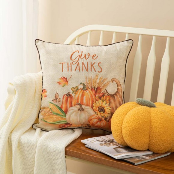 Glitzhome Glitzhome 18"L X 18"W Thanksgiving Embroidered Pillow