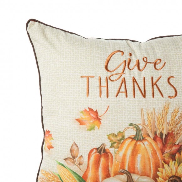 Glitzhome Glitzhome 18"L X 18"W Thanksgiving Embroidered Pillow