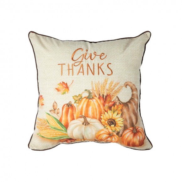 glitzhome Glitzhome 18"L X 18"W Thanksgiving Embroidered Pillow