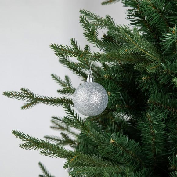 Glitzhome Glitzhome 18ct Christmas Elegant Silver Deluxe Large Shatterproof Ornaments