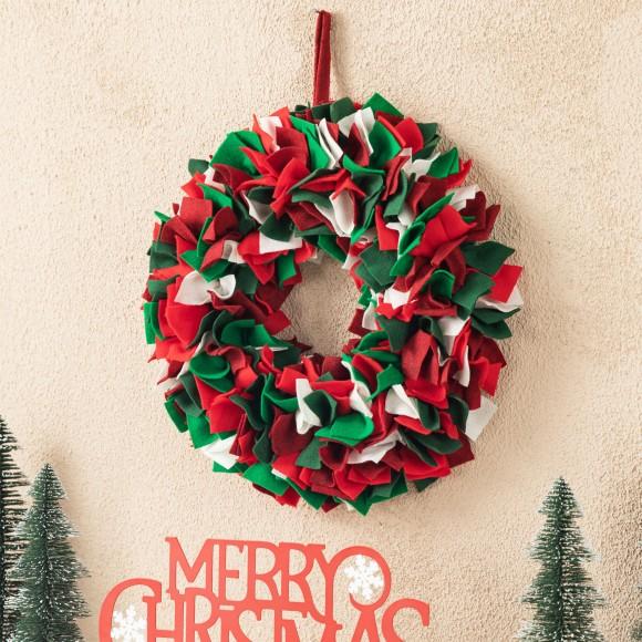 Glitzhome Glitzhome 19.25"D Christmas Multi Color Felt Wreath