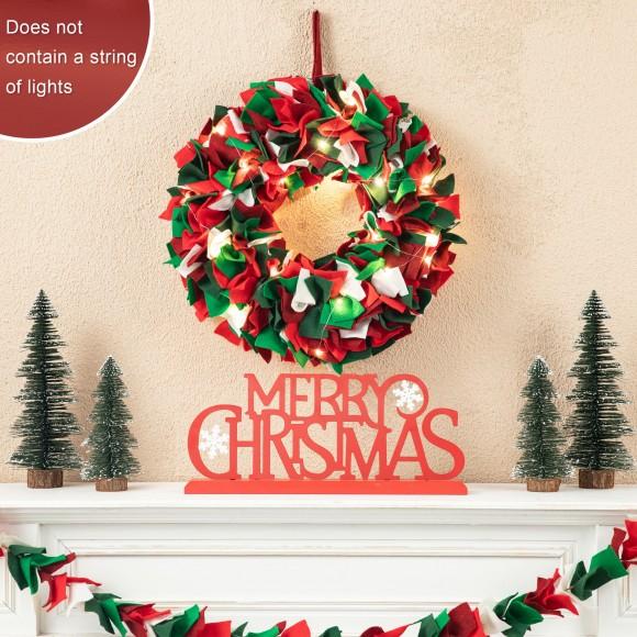 Glitzhome Glitzhome 19.25"D Christmas Multi Color Felt Wreath