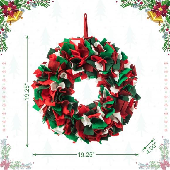 Glitzhome Glitzhome 19.25"D Christmas Multi Color Felt Wreath