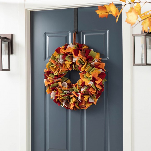 Glitzhome Glitzhome 19.25"D Fall Multi Color Felt Wreath