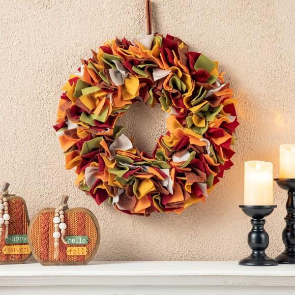 Glitzhome Glitzhome 19.25"D Fall Multi Color Felt Wreath