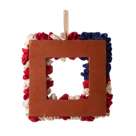 Glitzhome Glitzhome 19.25"L Americana Squared Fabric Wreath