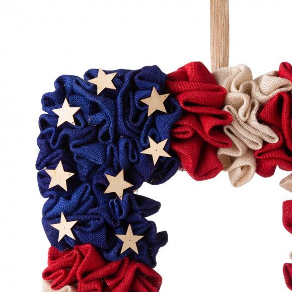 Glitzhome Glitzhome 19.25"L Americana Squared Fabric Wreath