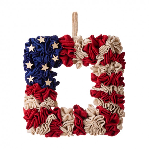 glitzhome Glitzhome 19.25"L Americana Squared Fabric Wreath