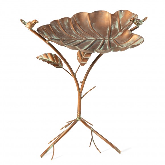 glitzhome Glitzhome 19.5"H Multifunctional 2-in-1 Metal Faux Copper Patina Finish Birdfeeder(KD)