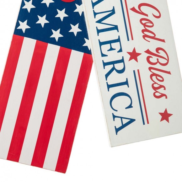 Glitzhome Glitzhome 19.5"H Wooden Patriotic/Americana Doorknob Hanging Decor
