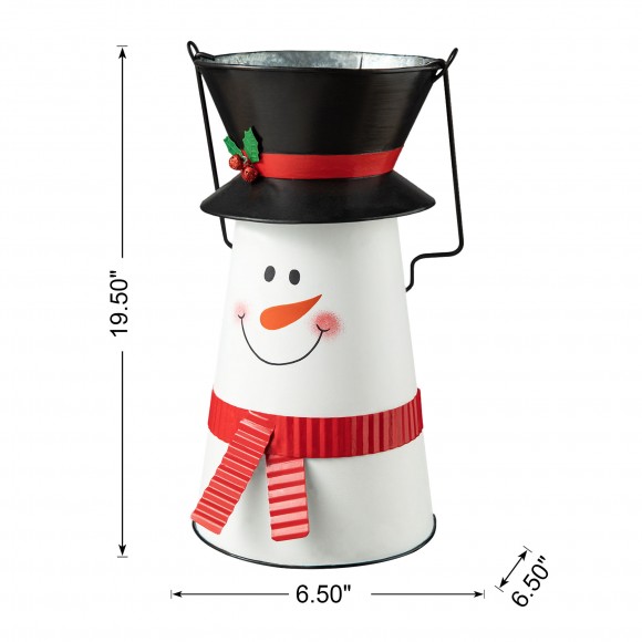 Glitzhome Glitzhome 19.50"H Metal Snowman Decorative Bucket