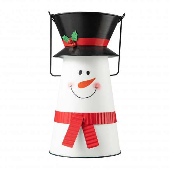 glitzhome Glitzhome 19.50"H Metal Snowman Decorative Bucket