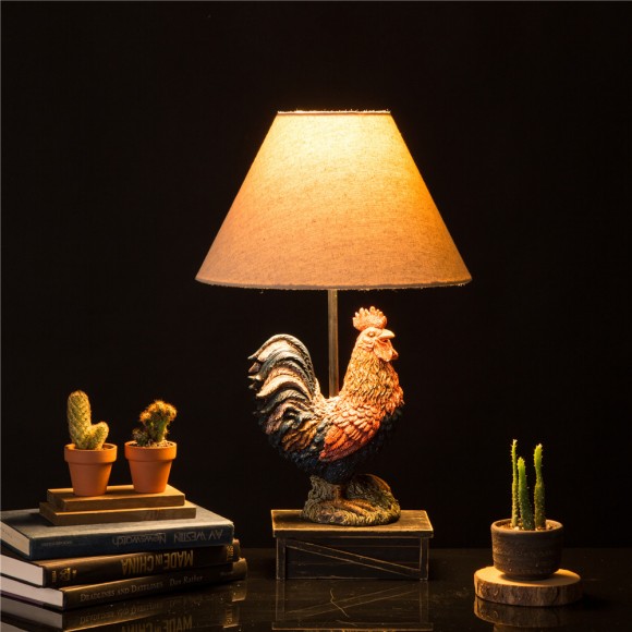 Glitzhome Glitzhome 19.69''H Polyresin Crowing Rooster Table Lamp In Barnyard Finish