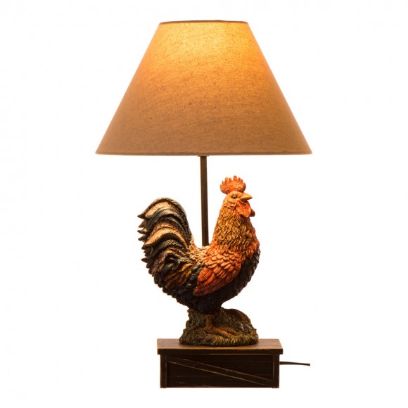 glitzhome Glitzhome 19.69''H Polyresin Crowing Rooster Table Lamp in Barnyard Finish