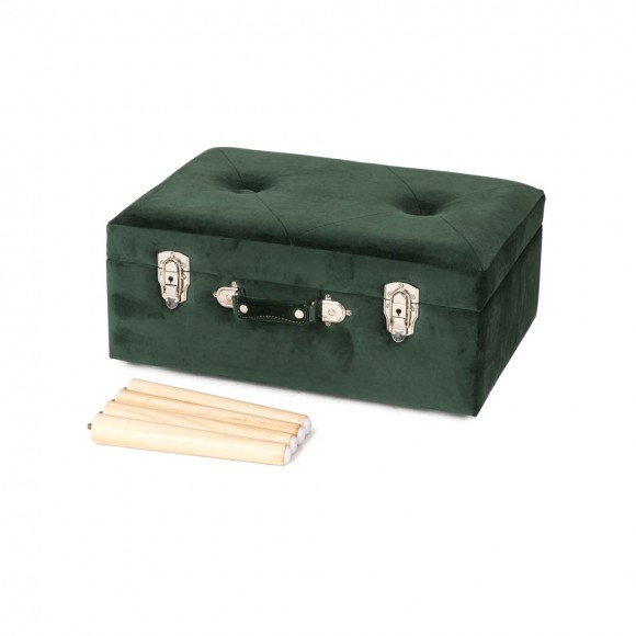 Glitzhome Glitzhome 19.69"L Hunter Green Velvet Upholstered Storage Stool