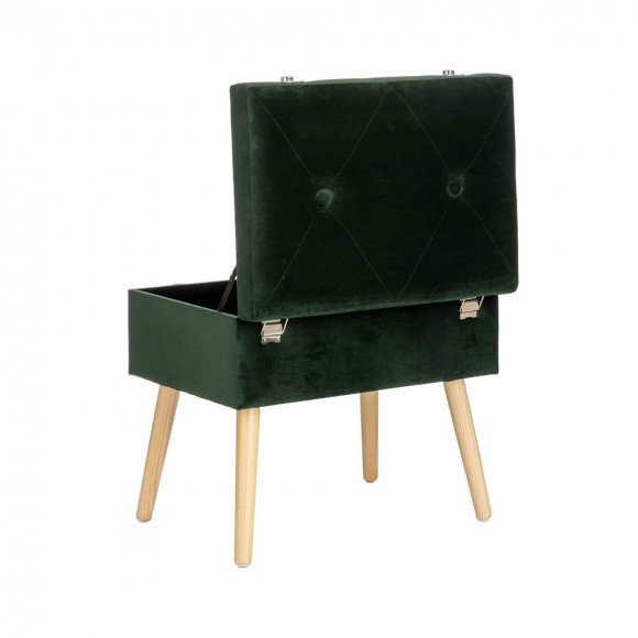 Glitzhome Glitzhome 19.69"L Hunter Green Velvet Upholstered Storage Stool