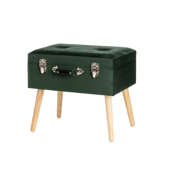 glitzhome Glitzhome 19.69"L Hunter Green Velvet Upholstered Storage Stool