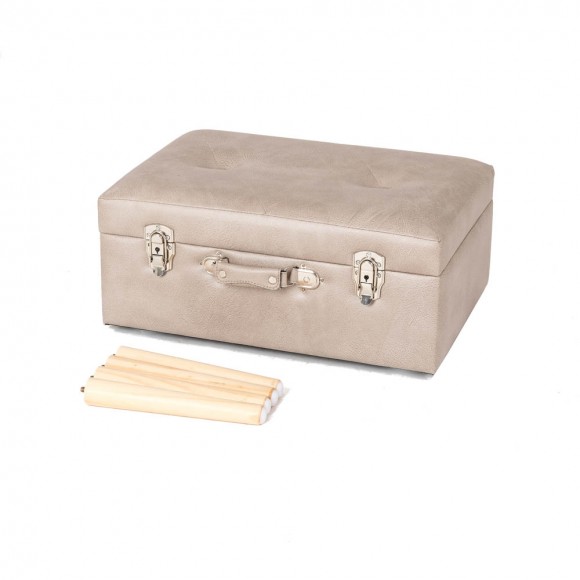 Glitzhome Glitzhome 19.69"L Morandi Light Grey Leathaire Upholstered Storage Stool