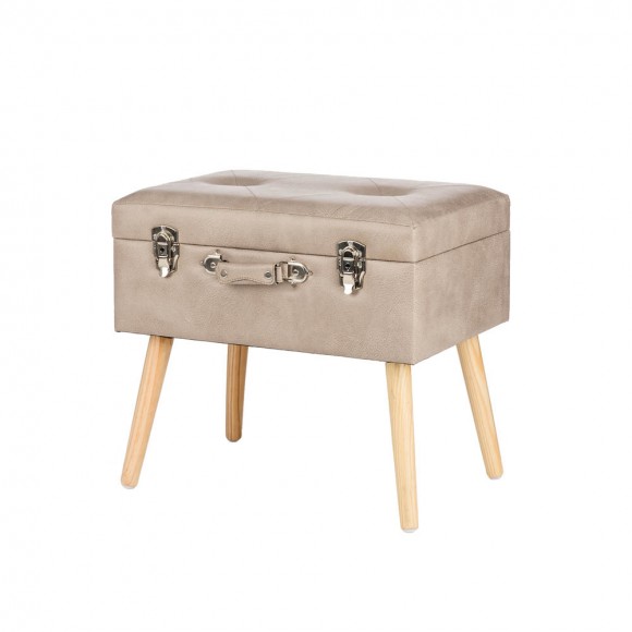 glitzhome Glitzhome 19.69"L Morandi Light Grey Leathaire Upholstered Storage Stool