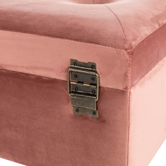 Glitzhome Glitzhome 19.69"L Pink Clay Velvet Upholstered Storage Stool