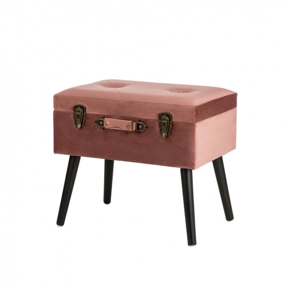 glitzhome Glitzhome 19.69"L Pink Clay Velvet Upholstered Storage Stool