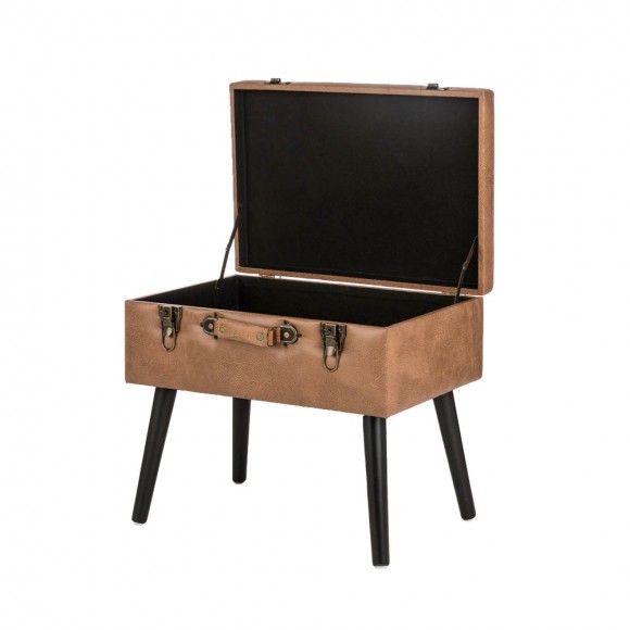 Glitzhome Glitzhome 19.69"L Whiskey Brown Leathaire Upholstered Storage Stool