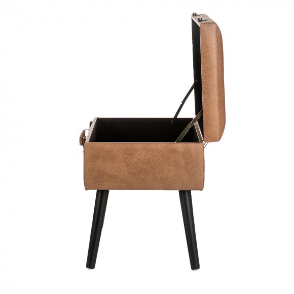 Glitzhome Glitzhome 19.69"L Whiskey Brown Leathaire Upholstered Storage Stool