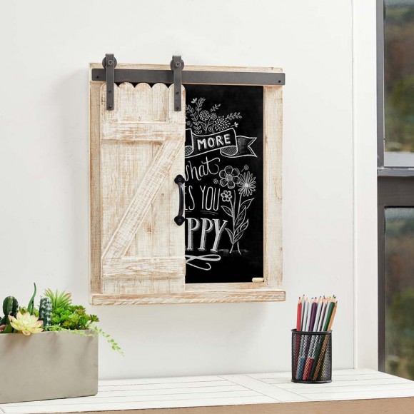 Glitzhome Glitzhome 19.75"H Farmhouse Wooden Chalkboard Barn Door Style Wall Decor