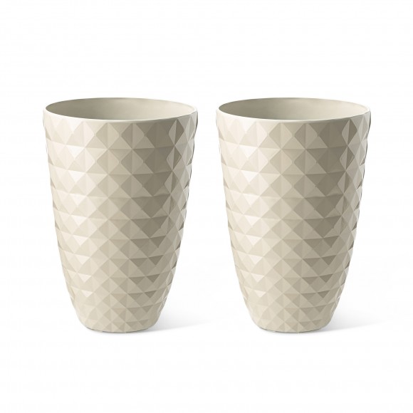 glitzhome Glitzhome 19.75"H Oversized Set of 2 Eco-Friendly PE and Stone Faux Ceramic Diamond Textured White Tall Planter glitzhome Glitzhome 19.75"H Oversized Set of 2 Eco-Friendly PE and Stone Faux Ceramic Diamond Textured White Tall Planter