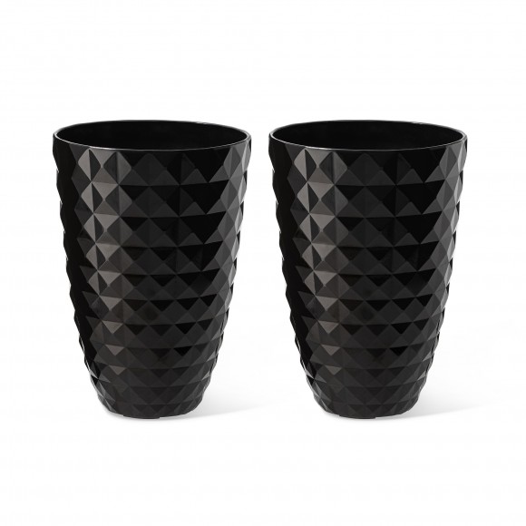 glitzhome Glitzhome 19.75"H Oversized Set of 2 Eco-Friendly PE and Stone Faux Ceramic Diamond Textured Black Tall Planter glitzhome Glitzhome 19.75"H Oversized Set of 2 Eco-Friendly PE and Stone Faux Ceramic Diamond Textured Black Tall Planter