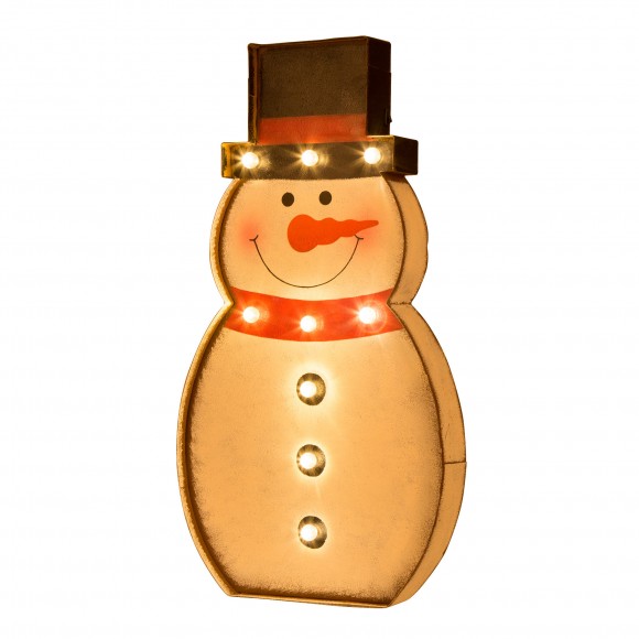 glitzhome Glitzhome 19.76"H Marquee LED Lighted Snowman Sign Holiday Decoration