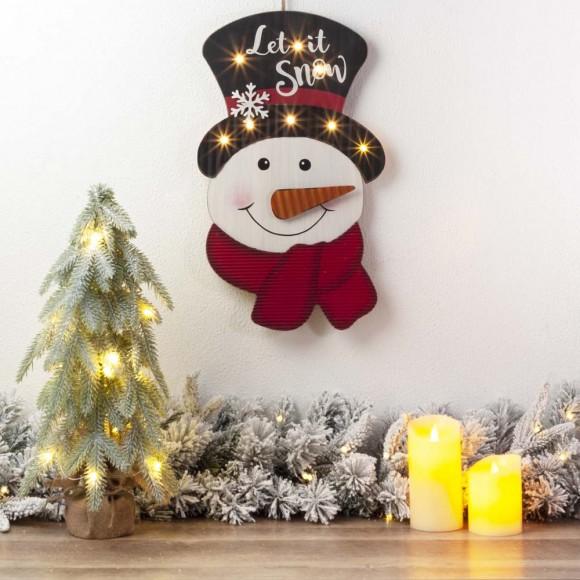 Glitzhome Glitzhome 19"H Christmas Lighted 3D Wooden Metal Snowman Wall Hanging Decor