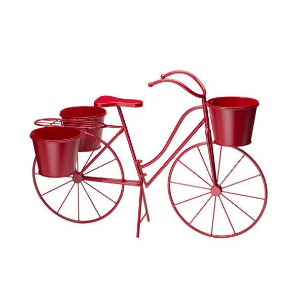 Glitzhome Glitzhome 19"H Hand Painted Red Metal Bicycle Plant Stand