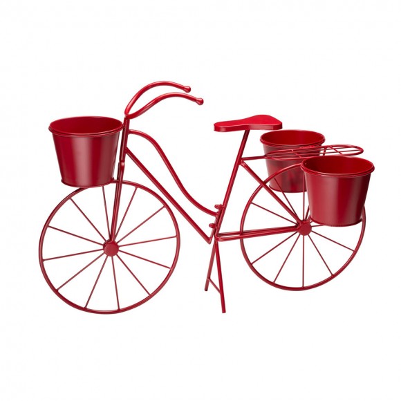 glitzhome Glitzhome 19"H Hand Painted Red Metal Bicycle Plant Stand