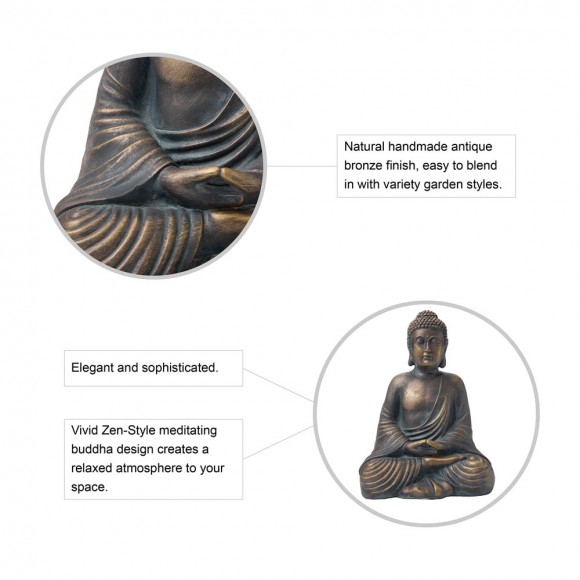 Glitzhome Glitzhome 19"H MGO Meditating Buddha Statue